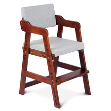 Wooden High Chair for Toddlers to Teens Adjustable Kids Learning Chair with Step