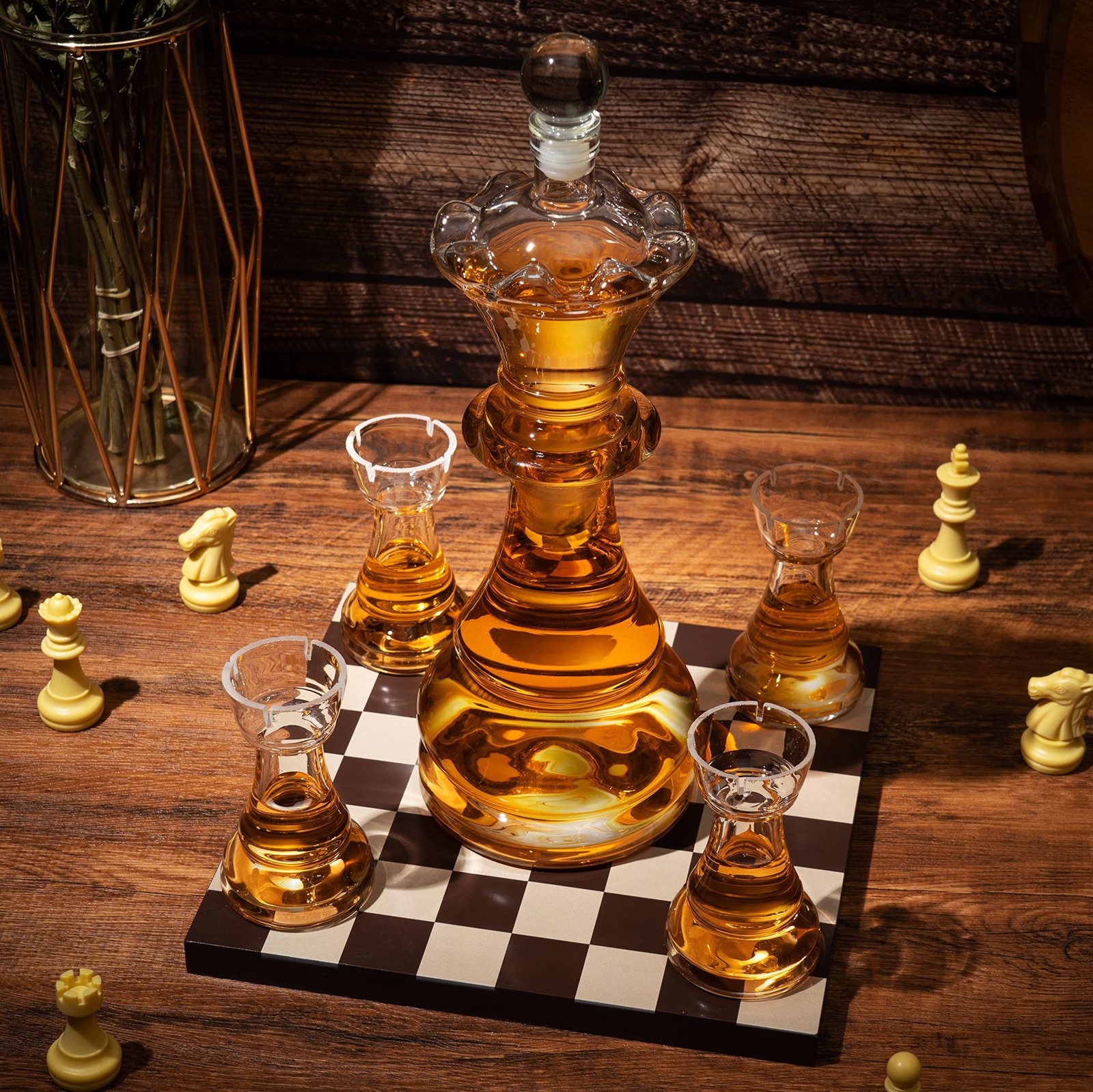 Chess Gift Decanter Set by The Wine Savant - Queen Chess Decanter 750ml 12" H...