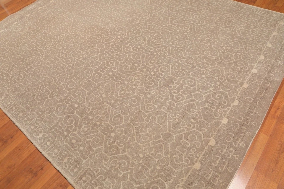 Hand-Tufted Wool Area Rug 8x10 Gray Beige Oriental Handmade Carpet Living Room - Image 4 of 4