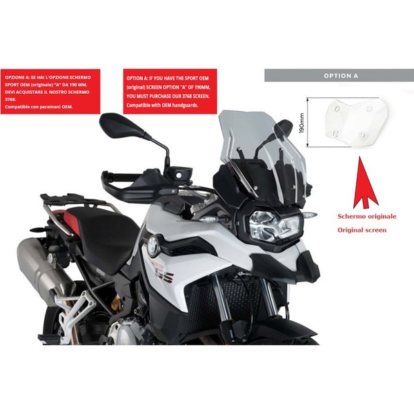 Puig Touring Windschutzscheibe FUR BMW F800 GS 24-25 Leicht Getont. Sport OEM-image