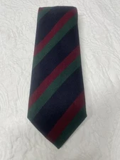 (552)  Mens  Harrods John Comfort Navy Green Burgundy Diagonal Silk Tie