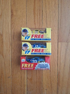 Lot Of 3 Bayer Alka Seltzer Die Cast 1:64 Scale Cars 17 33 Yellow Blue MIP New