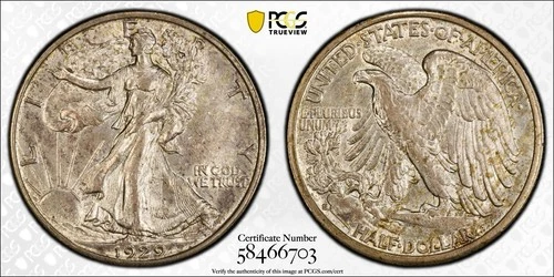 1929-S 50C AU50 Walking Liberty Half Dollar - PCGS Gold Shield - Better Date