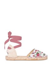 MANEBI LoveShackFancy Womens Ivory Rose Gold Tone Leather Espadrille Shoes 35