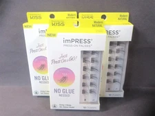 Kiss Impress Modern Natural Falsies Press On Self Adhesive Eyelashes - Lot of 3