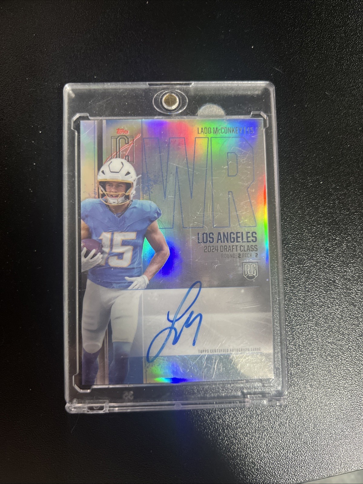 Ladd McConkey 2024 Topps Signature Class Chrome On-Card Autograph Variation RC