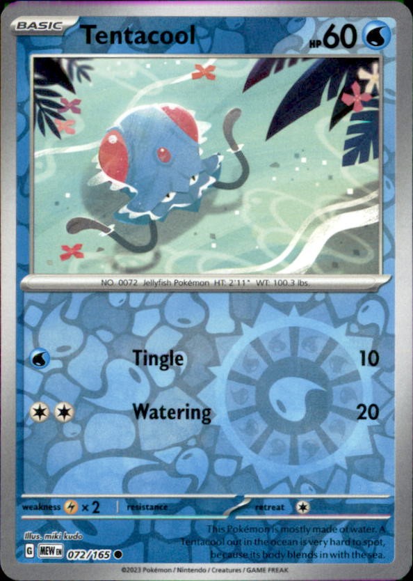 Pokemon Tentacool 72/165 151 Reverse Holo 3 Card Lot