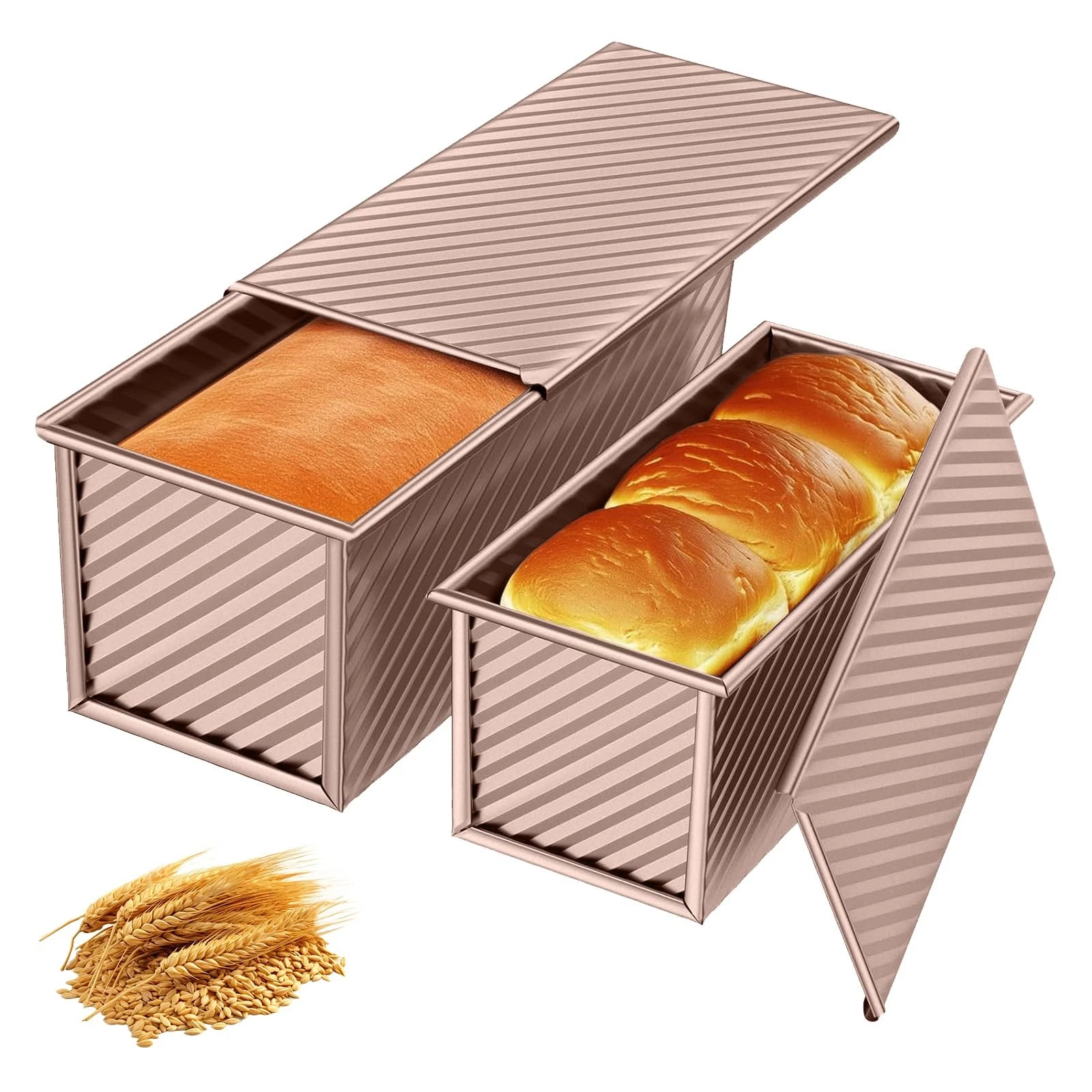 Bread Baking Pan with Lid Non Stick, Toast Bread Baking Pan Carbon Steel, Box...