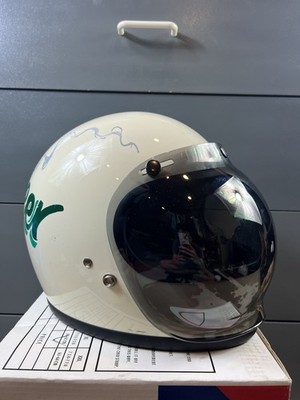 Vintage Biltwell Gringo Helmet White Size XS Beautiful Graphic Some Scratches