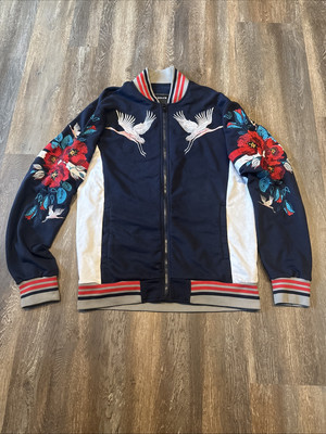 Reason World Wide Full Zip Varsity Bomber Jacket Size XL Embroidered