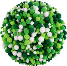 1200 Pieces St. Patrick's Day Pom Poms in Green  White for Crafts