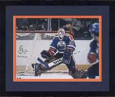 Framed Grant Fuhr Oilers Signed 16x20 Making Save Photo w/Inscs - LE #1 of 10