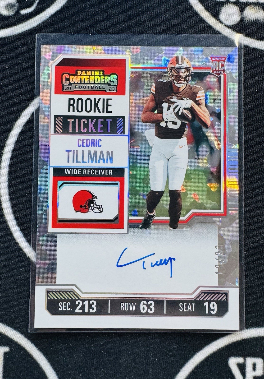 2023 Contenders Cedric Tillman Rookie Ticket Cracked Ice 16/23 Auto RC 104