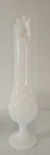 FENTON Stretch swung Vase 15” Hobnail Pedestal Milk Glass Vintage MCM