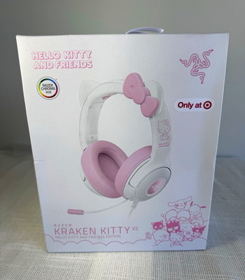 Razer Kraken Kitty V2 Hello Kitty Wired 3.5mm Headset Surround Boom Mic Pink