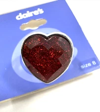 i2 Red Shimmer Heart Ring Size 8 Claire’s Jewelry