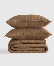 NWOT Quince Full Queen Dream Quilt Set 2 Shams Organic Bamboo Dream Walnut