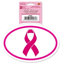 BREAST CANCER AWARENESS PINK SUPPORT RIBBON wall sticker 1 decal  6" self stick