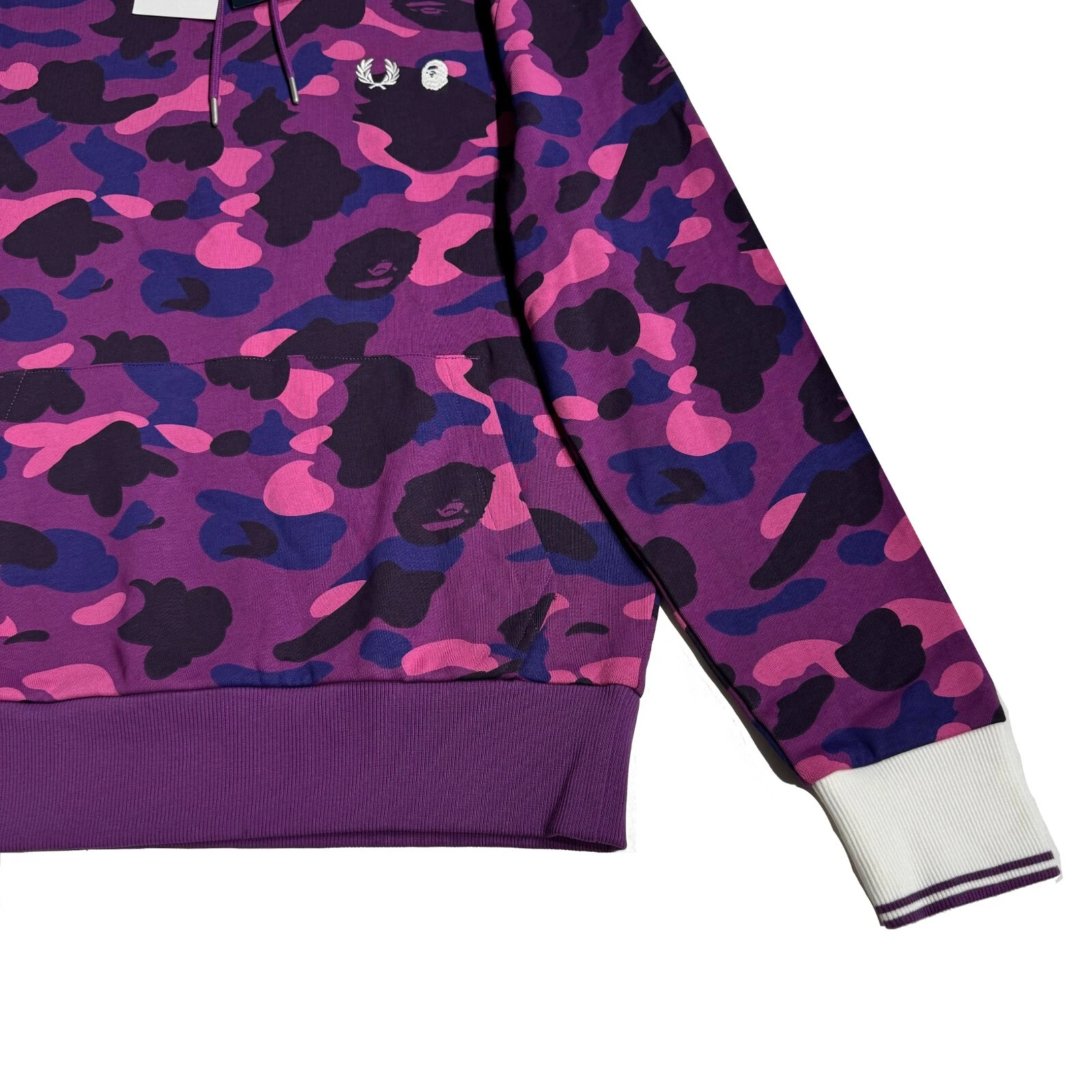 A BATHING APE (BAPE) Felpa con cappuccio uomo Fred Perry x A Bathing Ape stile mimetico: SM5138 taglia media