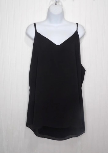 Torrid Sophie Chiffon Cami Tank Top Black V-Neck Adjustable Strap Size 2 2X