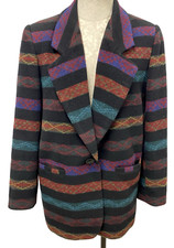 Vintage Braetan Southwest Wool Blend Aztec Western Blazer Jacket Size 10