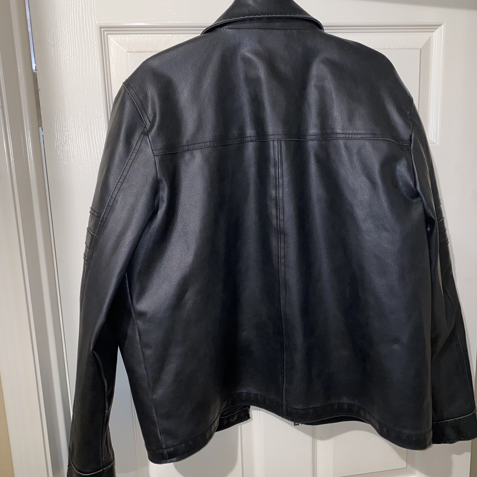 BLACK RIVET LEATHER BIKER JACKET MENS SIZE LARGE L GR… Gem