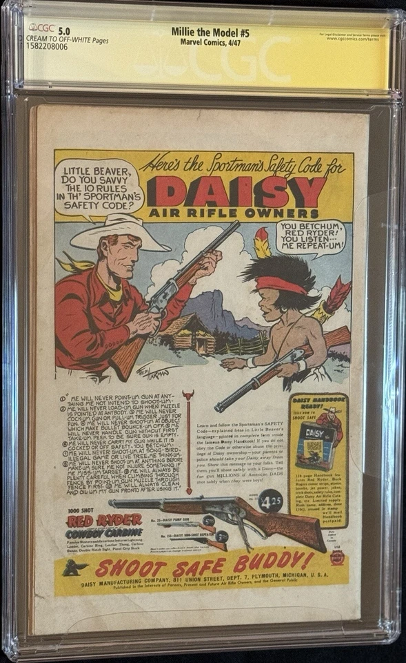 Millie The Model #5 Qualified CGC 5.0 Signed Ken Bald Pre-Code Romance Marvel - Image 2 of 4