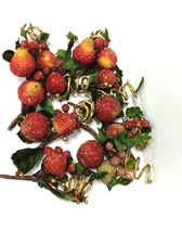 8 Frontgate Beaded Crystal Holiday Faux Fruit Picks Floral Tree Stems Apple Pear