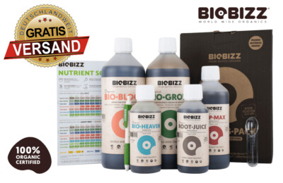 BioBizz Starters Pack   Grow Top Max Bio Bloom Grow Heaven Root Juice Düngerset