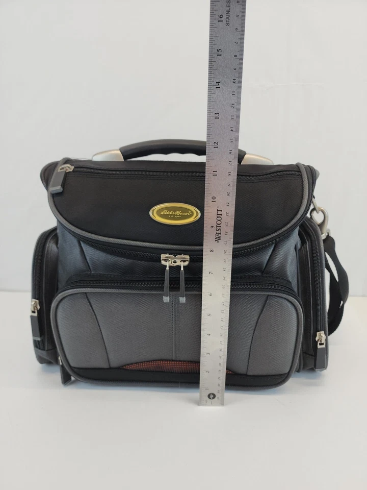 "Bolso de hombro de lona para cámara Eddie Bauer de colección negro y gris grande 14x11x10"" LIMPIO" Foto 3 de 4