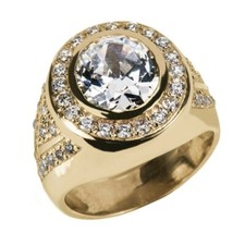 Natural White Topaz Gemstone with Gold Plated 925 Sterling Silver Ring 1676