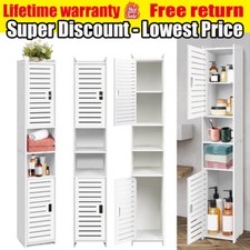 Bathroom Storage Cabinet Waterproof Free Standing Cabinet Organizer Unit White