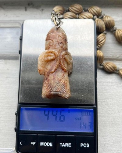 Vintage Chinese Archaistic Jade Stone Pendant on Monet Necklace - Picture 22 of 23