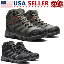 Men's Outdoor Waterproof Hiking Boots Mid Ankle Lightweight Trail Work Shoes