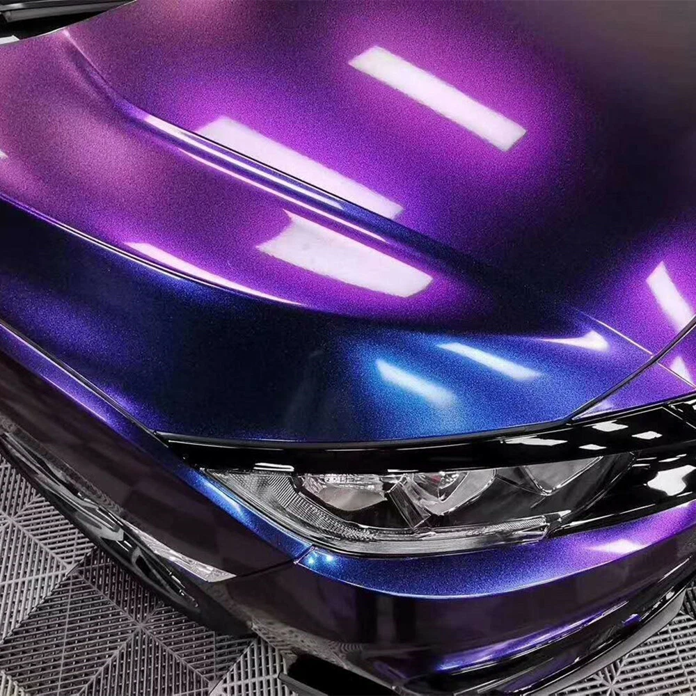 Best Ravoony Chameleon Purple Red Satin Chrome Car Vinyl Wrap 