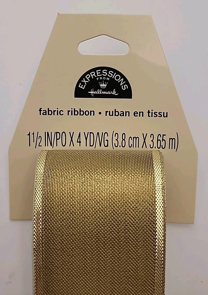 Hallmark Gold Luster Sheen Fabric Ribbon 1.5"x4yds Bow Gift Wrap Holiday Craft - Image 3 of 4
