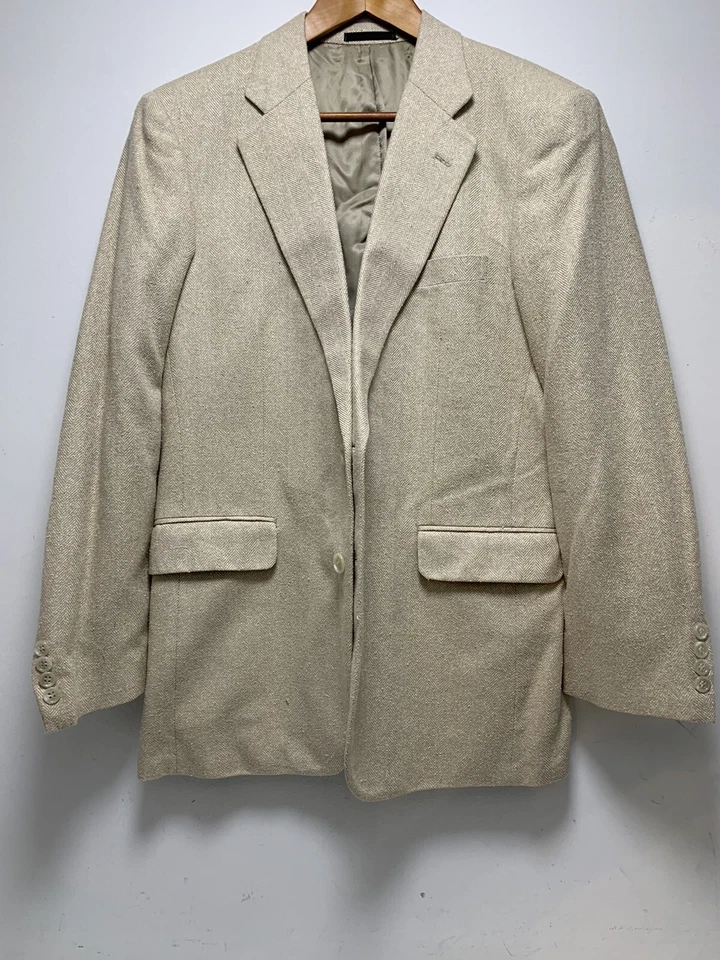 39R CLUB ROOM 100% Seda OLD MONEY BLAZER Abrigo Deportivo Chaqueta BLANCO ROTO RARO LUJO Foto 3 de 4