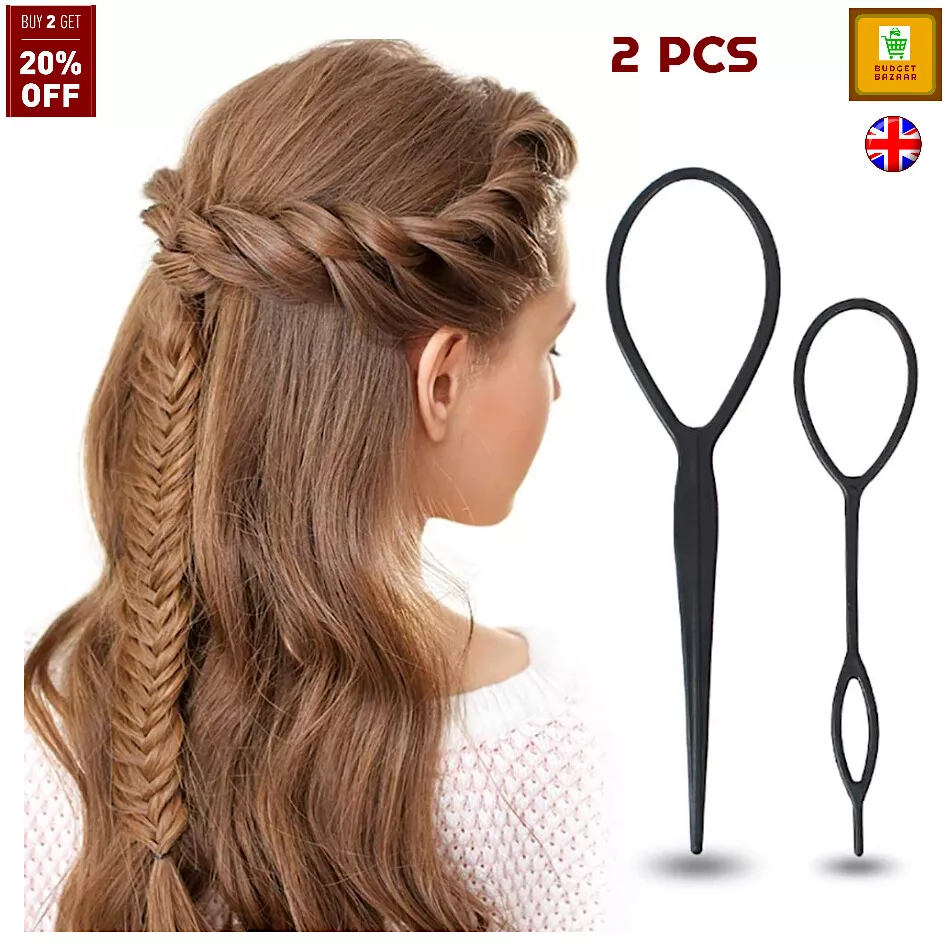 2 Pairs Hair Tail Tools, Hair Braid Accessories Ponytail Maker