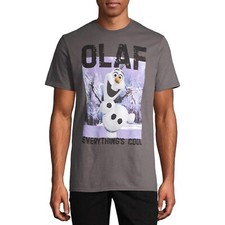 Disney Frozen Men's Gray Olaf Graphic T-Shirt Olaf Tee NWT
