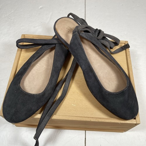 Madewell The April Ankle Wrap Women’s Sz 6 Ballet Flats Navy Suede - Picture 1 of 9