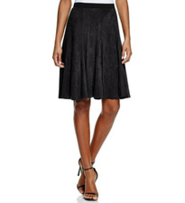 NWT Tahari Selina Women's Faux Suede A-line Skirt Black Size 10