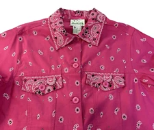 The Quacker Factory Western Style Women's Jacket Size M Pink Paisley