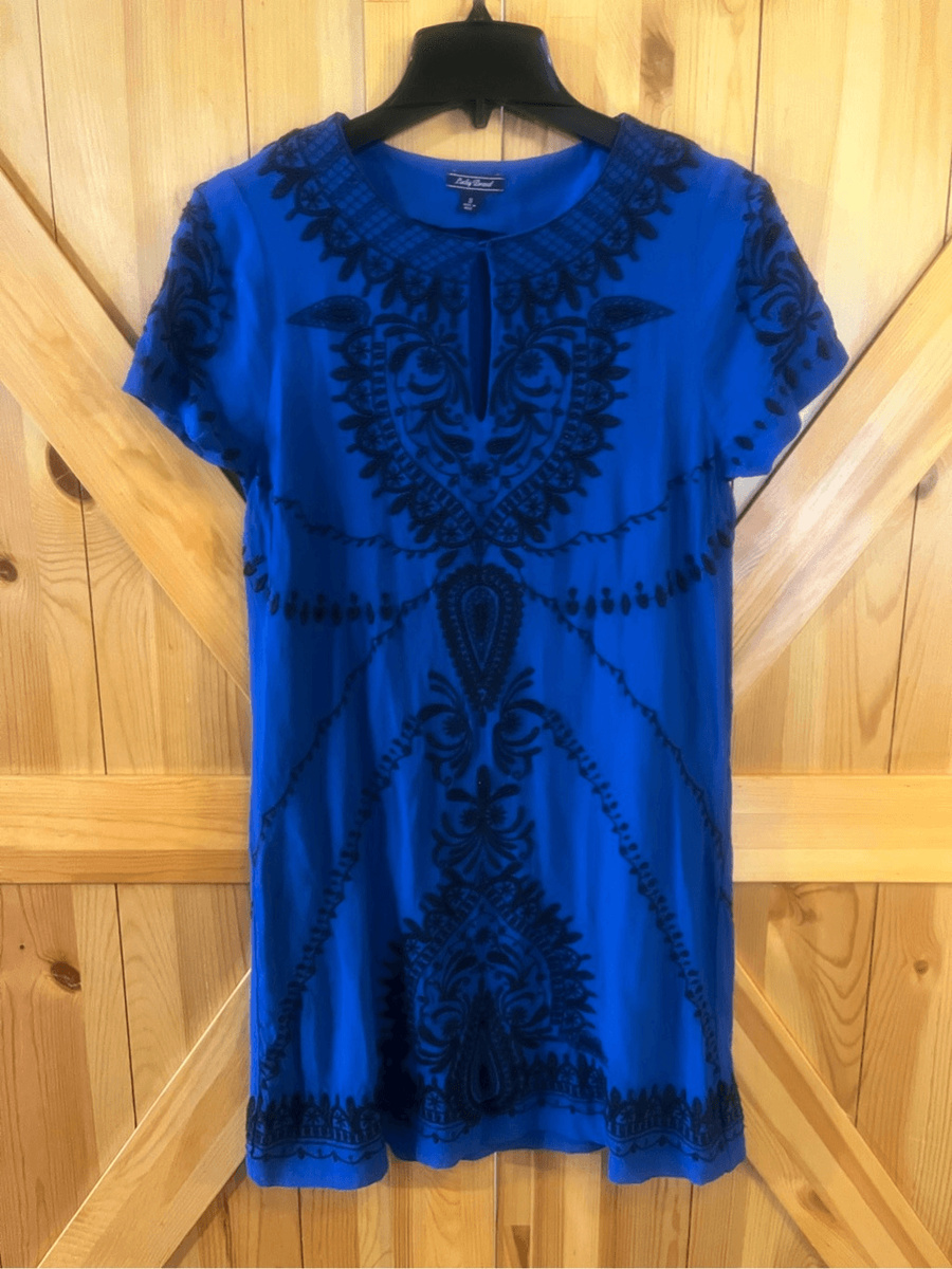 green emerald velvet dress Lucky Brand Women's Drop Waist Embroidered Mini Dress, Caviar, S at Amazon  Women's Clothing store main image 0