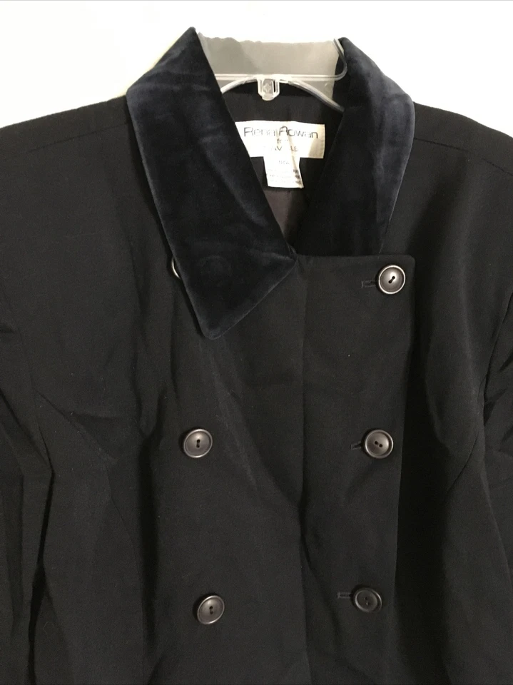 Rena Rowan For Saville Jacket Top/ Size 18W Shoulder Pads 100% Wool Outer - Image 4 of 4