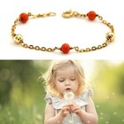 18k 18ct Real Yellow GOLD and CORAL Bead Baby Girl Child Children Kids Bracelet