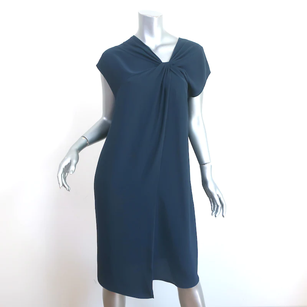 Maison Margiela Asymmetric Knotted Dress Navy Polyester Size 44 | eBay