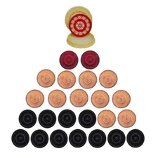 Carrom Board 24 Solid Wooden Coins + 1 Tournment Striker - Red (Random Design)