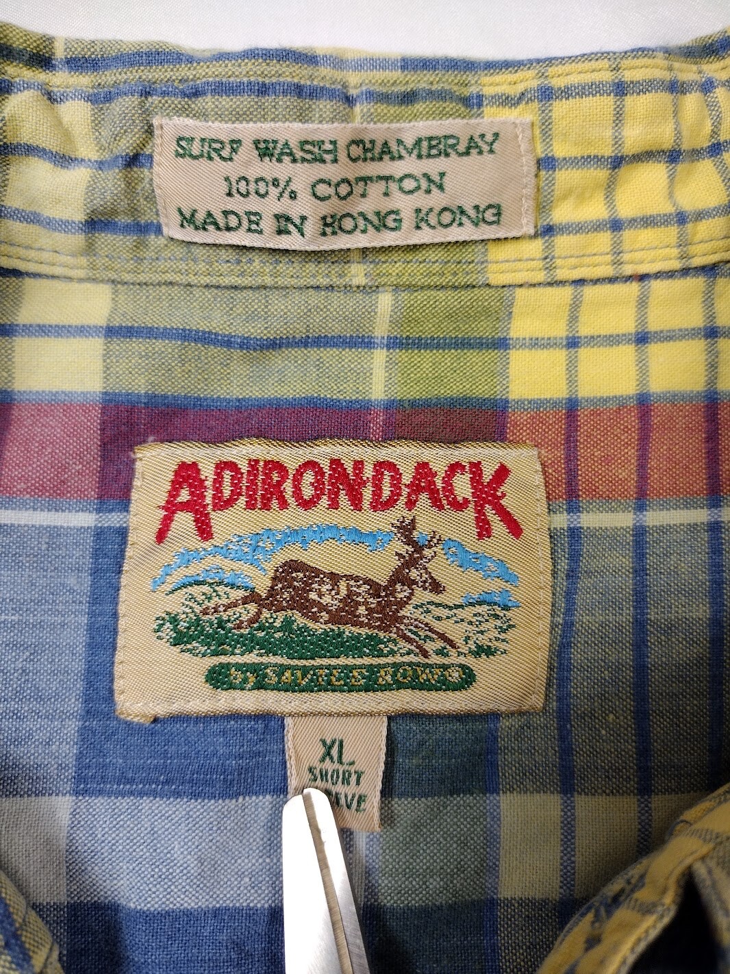 Camicia Adirondack by Savile Fila Manica Corta Bottoni 100% Cotone Uomo XL Plaid