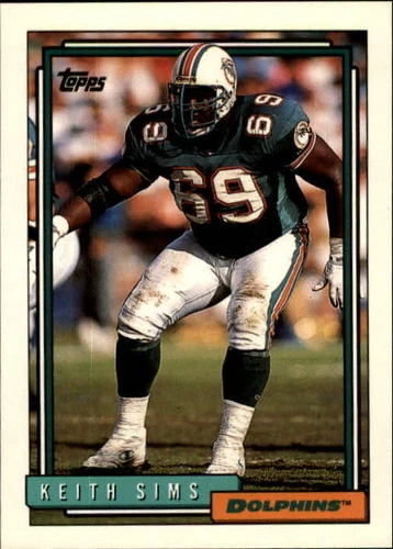 Tarjeta coleccionable de fútbol americano de la NFL Keith Sims 1992 Topps Miami Dolphins LP x1 - Imagen 1 de 1