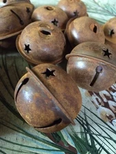 SET/20 JINGLE BELLS 1.5" 1 1/2 in Primitive Rusty Tin 38-40mm Christmas Crafts 